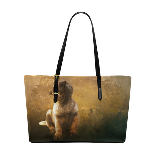 Cute painting pug puppy Euramerican Tote Bag/Large (Model 1656)