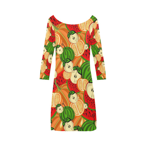 Colorful Fruit Pattern with Watermelon Bateau A-Line Skirt (D21)