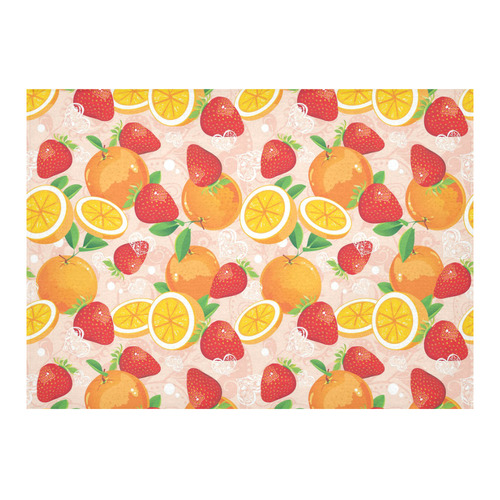 Strawberry Orange Hearts Fruit Pattern Cotton Linen Tablecloth 60"x 84"