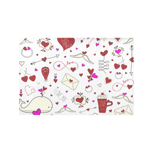 Valentine's Day LOVE HEARTS pattern red pink Placemat 12''x18''