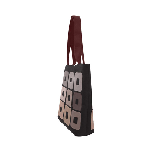 All shades of coffee. Brown squared pattern Canvas Tote Bag (Model 1657)