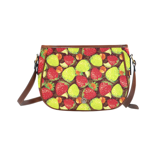 Strawberries Fruit Vegetable Pattern Saddle Bag/Large (Model 1649)