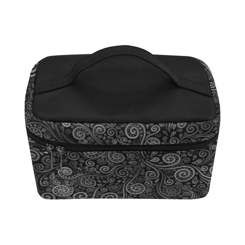 3D Black and White Rose Cosmetic Bag/Large (Model 1658)