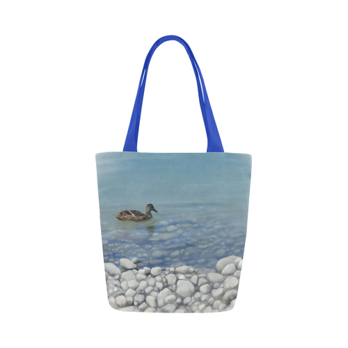 Swimming Duck, watercolor bird Canvas Tote Bag (Model 1657)