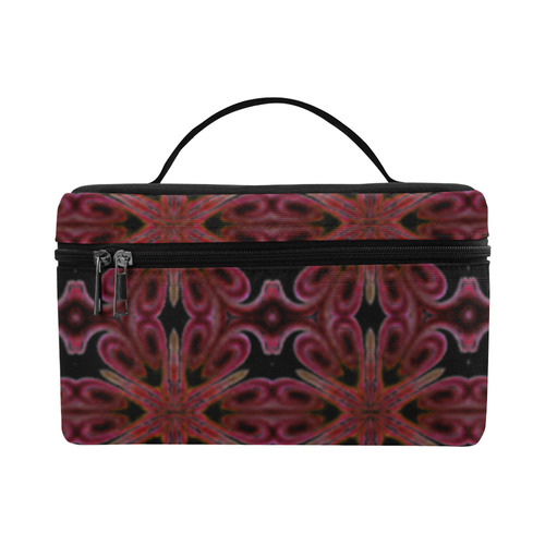 Maroon and Black Abstract Cosmetic Bag/Large (Model 1658)