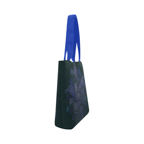 Psychedelic 3D Square Spirals - blue and purple Canvas Tote Bag (Model 1657)