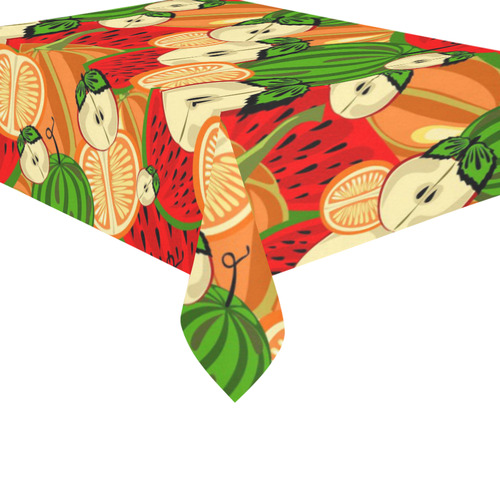 Colorful Fruit Pattern with Watermelon Cotton Linen Tablecloth 60"x 84"