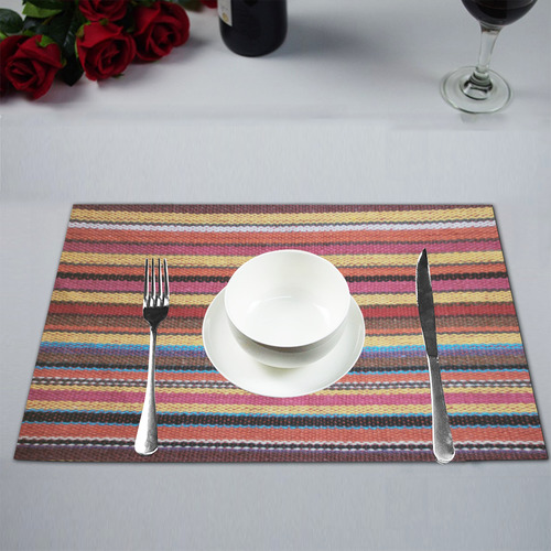 Traditional WOVEN STRIPES FABRIC - colored Placemat 12''x18''