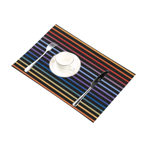 Narrow Flat Stripes Pattern Colored Placemat 12''x18''