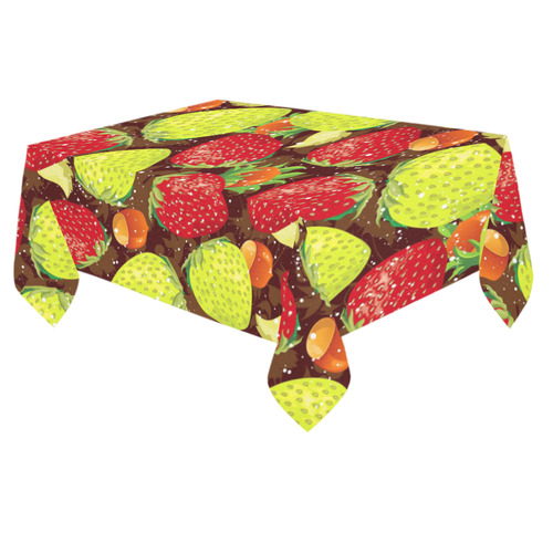 Strawberries Fruit Vegetable Pattern Cotton Linen Tablecloth 60"x 84"