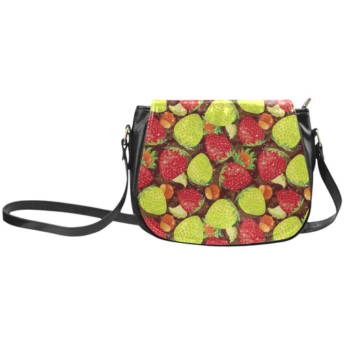 Strawberries Fruit Vegetable Pattern Classic Saddle Bag/Small (Model 1648)