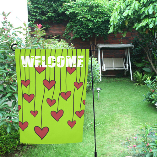Waving Love Heart Garland Curtain Garden Flag 12‘’x18‘’（Without Flagpole）