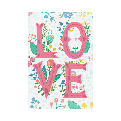 Pastel Colorful Floral LOVE Lettering Garden Flag 12‘’x18‘’（Without Flagpole）
