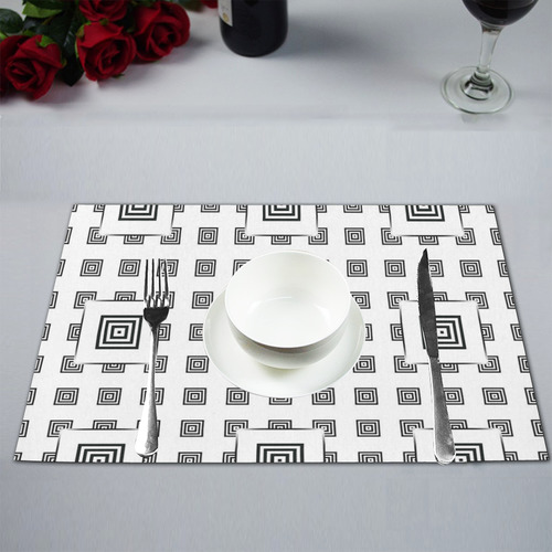 Solid Squares Frame Mosaic Black & White Placemat 12''x18''