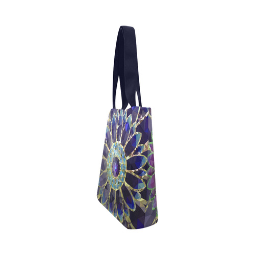 Purple Mosaic Flower Canvas Tote Bag (Model 1657)