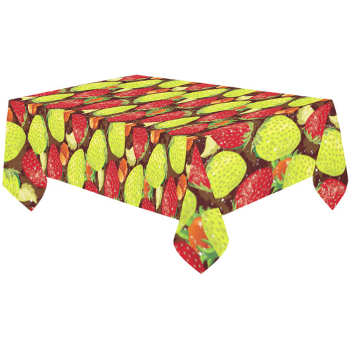 Strawberries Fruit Vegetable Pattern Cotton Linen Tablecloth 60"x120"