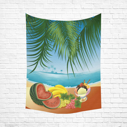 Fruit Ice Cream Tropical Beach Cotton Linen Wall Tapestry 60"x 80"