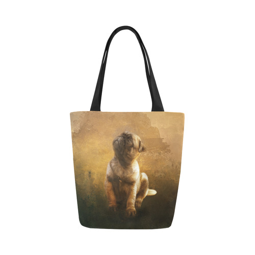 Cute painting pug puppy Canvas Tote Bag (Model 1657)