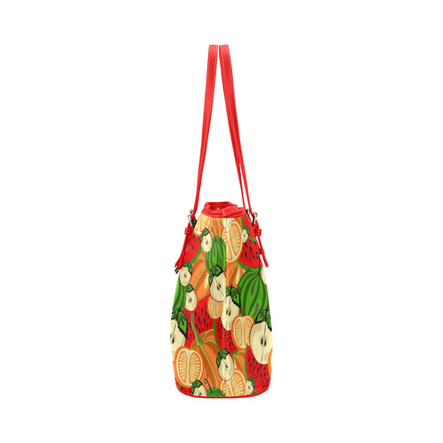Colorful Fruit Pattern with Watermelon Leather Tote Bag/Large (Model 1651)