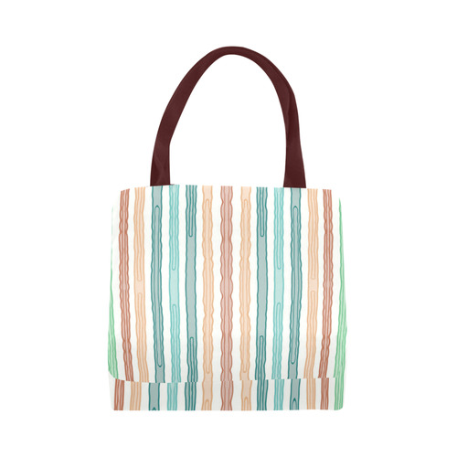 Fun decorative pastel lines, green blue orange red Canvas Tote Bag (Model 1657)