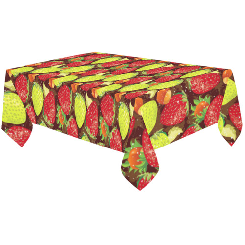 Strawberries Fruit Vegetable Pattern Cotton Linen Tablecloth 60"x120"