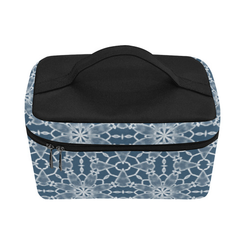 Sexy Navy Blue White Lace Cosmetic Bag/Large (Model 1658)