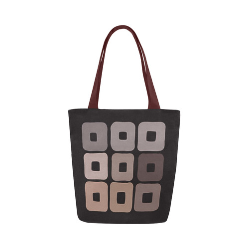 All shades of coffee. Brown squared pattern Canvas Tote Bag (Model 1657)