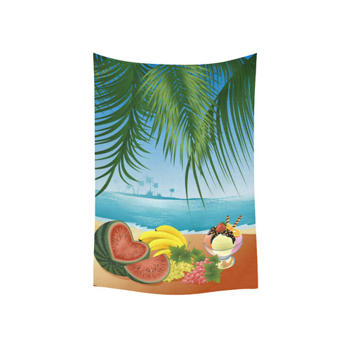 Fruit Ice Cream Tropical Beach Cotton Linen Wall Tapestry 40"x 60"