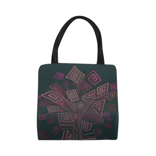 Psychedelic 3D Square Spirals - pink and orange Canvas Tote Bag (Model 1657)