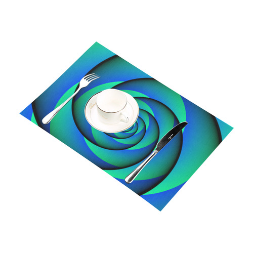 POWER SPIRAL - WAVES blue green Placemat 12''x18''