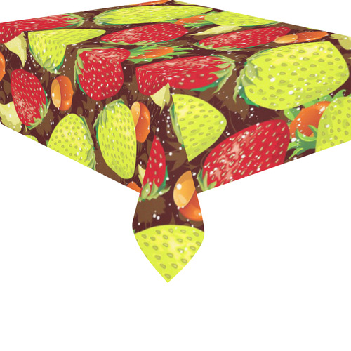 Strawberries Fruit Vegetable Pattern Cotton Linen Tablecloth 52"x 70"