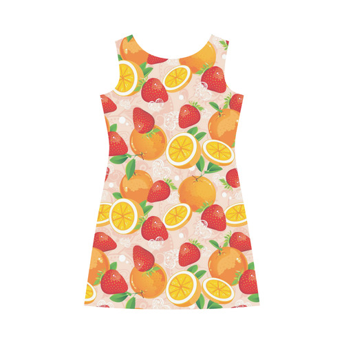 Strawberry Orange Hearts Fruit Pattern Bateau A-Line Skirt (D21)