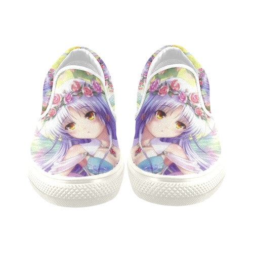 Purple Hair fairy anime Slip-on Canvas Shoes for Kid (Model 019)