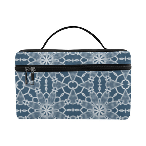 Sexy Navy Blue White Lace Cosmetic Bag/Large (Model 1658)