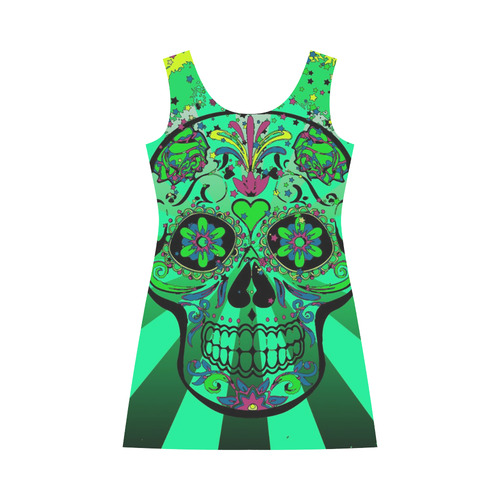 psychedelic Pop Skull 317C by JamColors Bateau A-Line Skirt (D21)