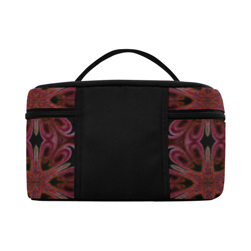 Maroon and Black Abstract Cosmetic Bag/Large (Model 1658)