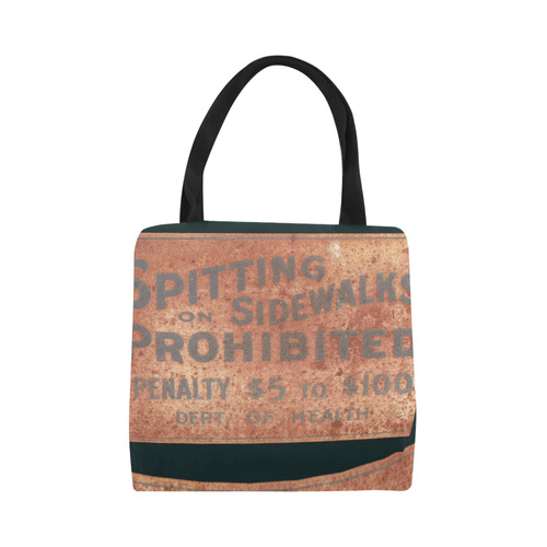 Spitting prohibited, penalty, photo Canvas Tote Bag (Model 1657)