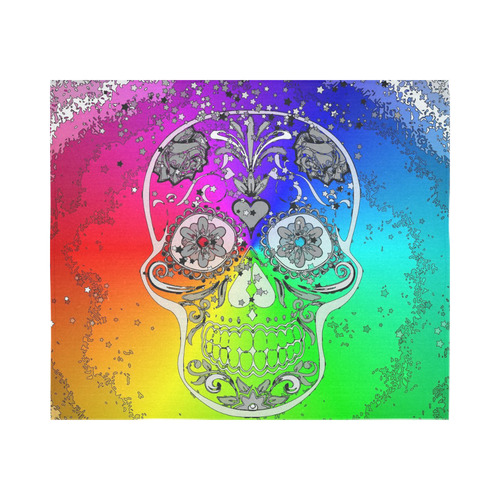 psychedelic Pop Skull 317F by JamColors Cotton Linen Wall Tapestry 60"x 51"