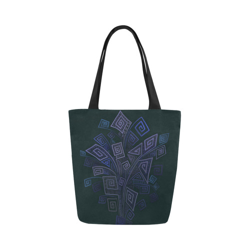 Psychedelic 3D Square Spirals - blue and purple Canvas Tote Bag (Model 1657)