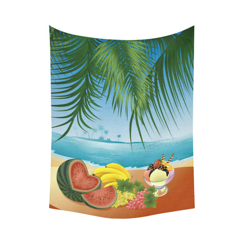 Fruit Ice Cream Tropical Beach Cotton Linen Wall Tapestry 60"x 80"