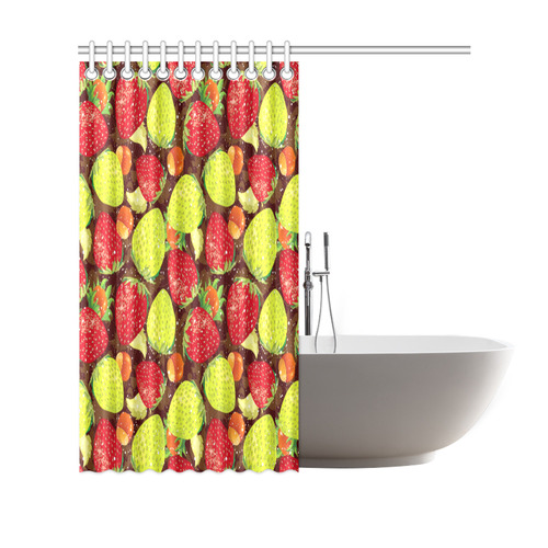 Strawberries Fruit Vegetable Pattern Shower Curtain 69"x70"