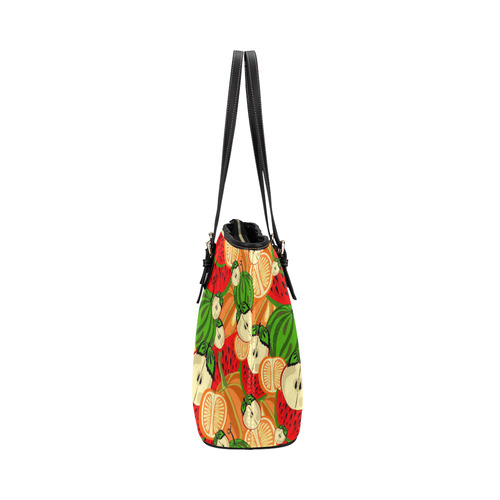 Colorful Fruit Pattern with Watermelon Leather Tote Bag/Small (Model 1651)