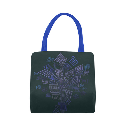 Psychedelic 3D Square Spirals - blue and purple Canvas Tote Bag (Model 1657)
