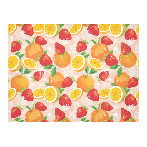 Strawberry Orange Hearts Fruit Pattern Cotton Linen Tablecloth 52"x 70"