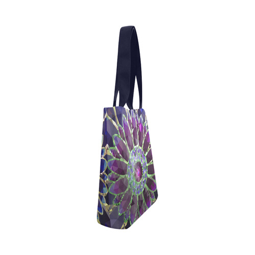 Purple Mosaic Flower Canvas Tote Bag (Model 1657)