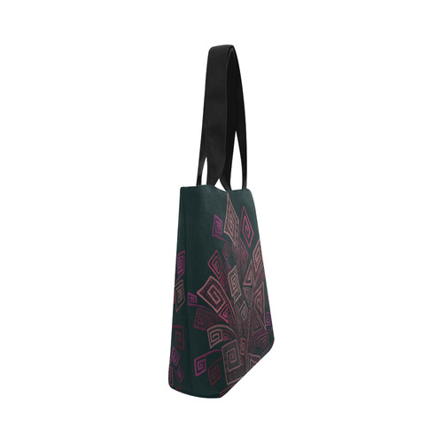 Psychedelic 3D Square Spirals - pink and orange Canvas Tote Bag (Model 1657)