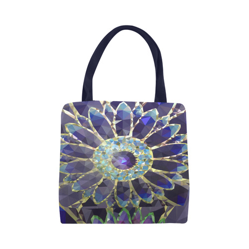 Purple Mosaic Flower Canvas Tote Bag (Model 1657)