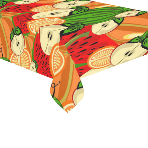 Colorful Fruit Pattern with Watermelon Cotton Linen Tablecloth 60"x 104"