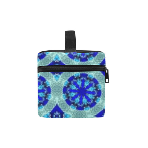 Teal Blue Geometric Cosmetic Bag/Large (Model 1658)