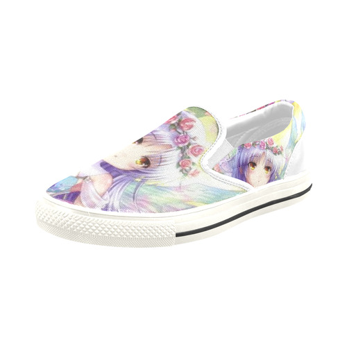 Purple Hair fairy anime Slip-on Canvas Shoes for Kid (Model 019)